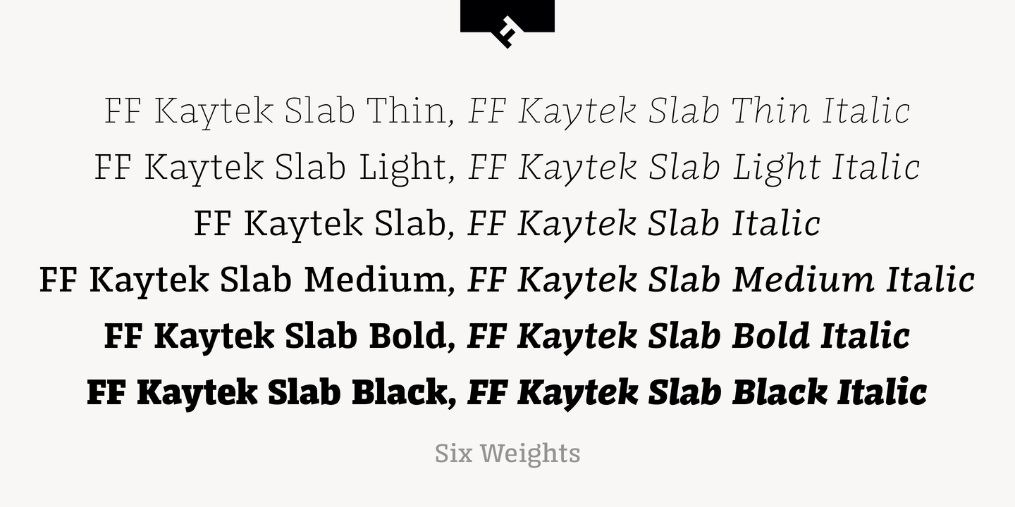 Beispiel einer FF Kaytek Slab Bold Italic-Schriftart